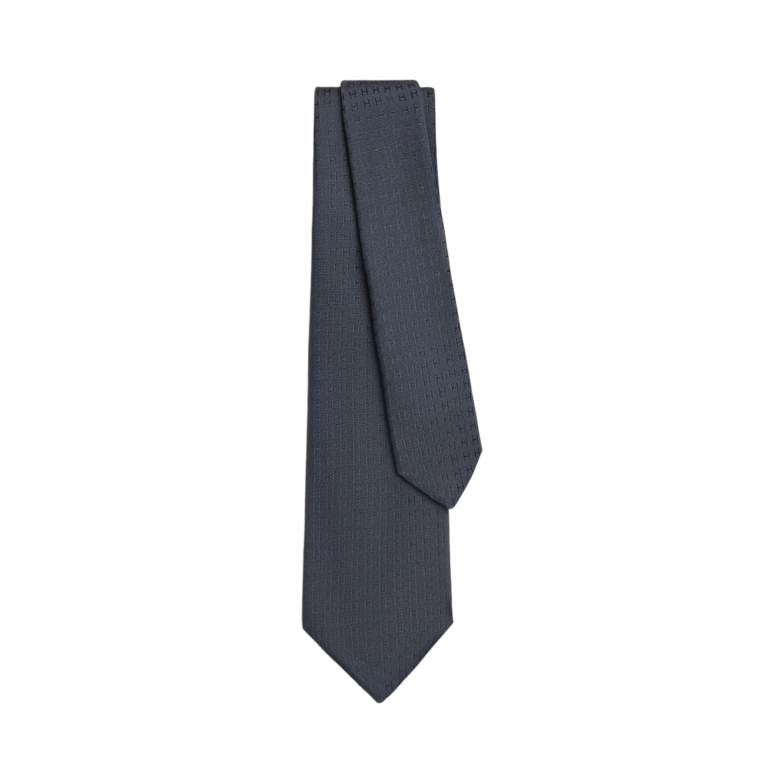H036321TF1 Hermes Faconnee H Tie 7cm Bleu Hussard