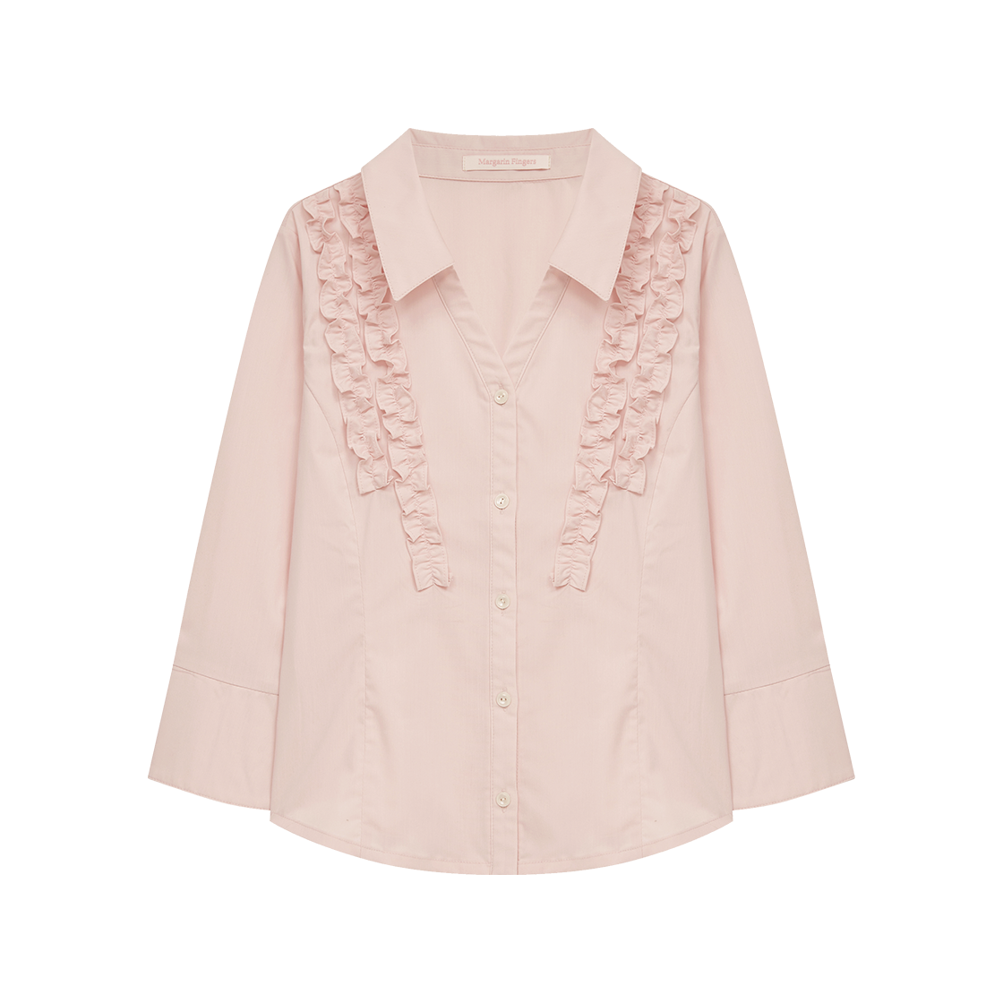 MF2678SH001MPKFR Margarain Fingers Frill Open Collar Shirt Pink
