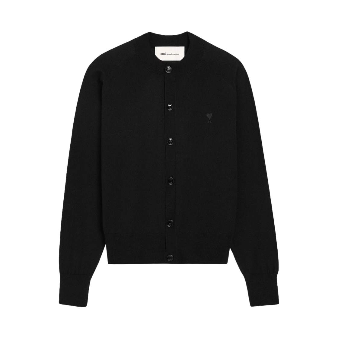 FKC386 KN0039 0180 [25% 쿠폰] AMI Black Wool Crewneck Ami De Coeur Cardigan Black