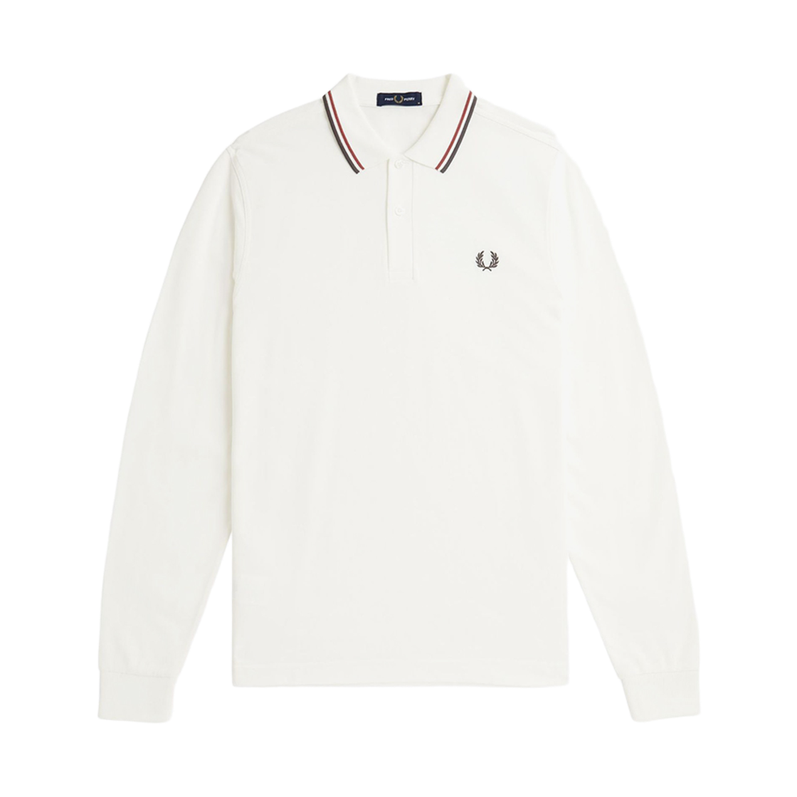프레드페리 M3636 롱슬리브 트윈 팁 프레드페리 셔츠 스노우화이트 번트레드 네이비(Fred Perry M3636 L/S Twin Tipped FP Shirt Snow White Burnt Red Navy)