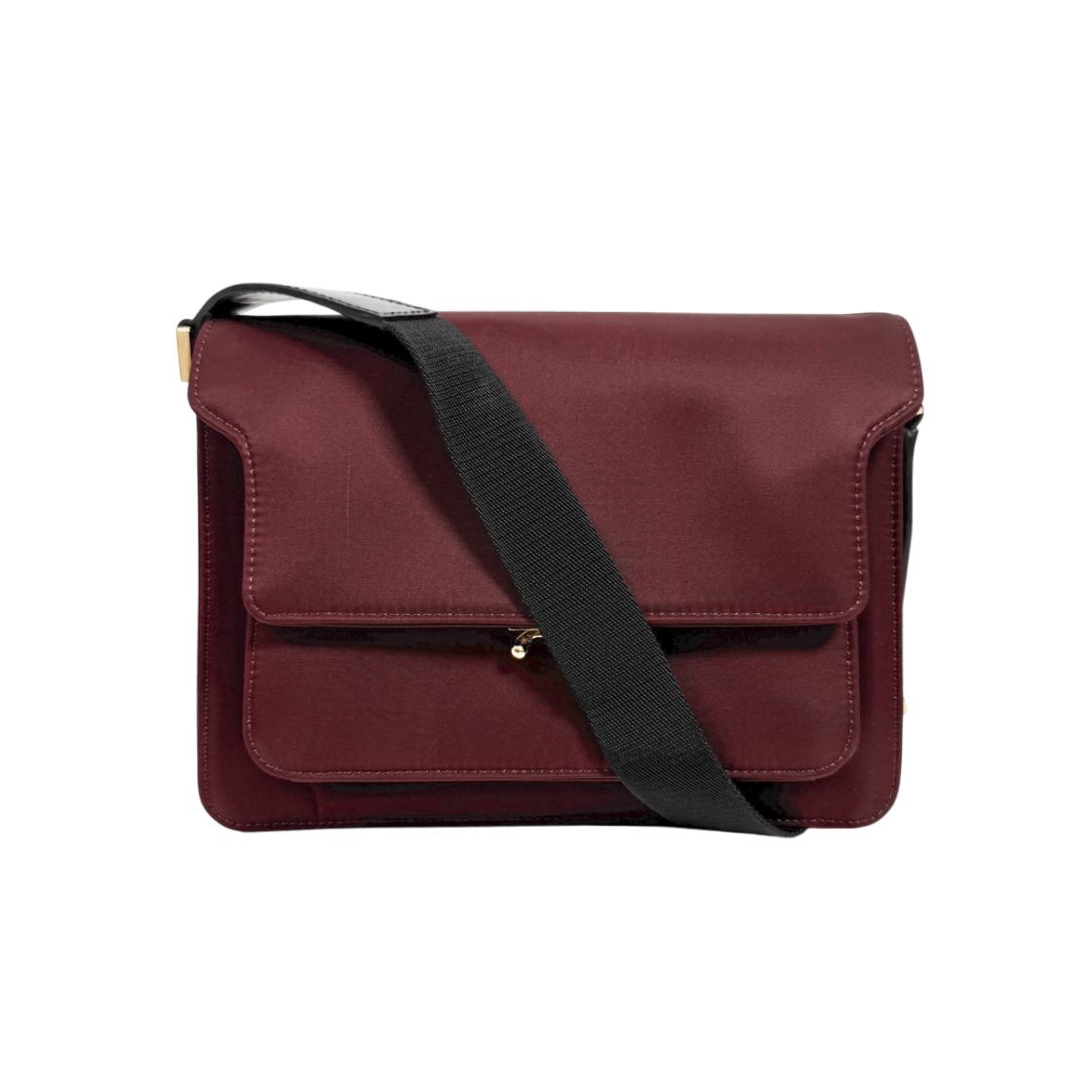 ITQNTI9MQB98 Marni Trunk Saffiano Nylon Shoulder Bag Burgundy