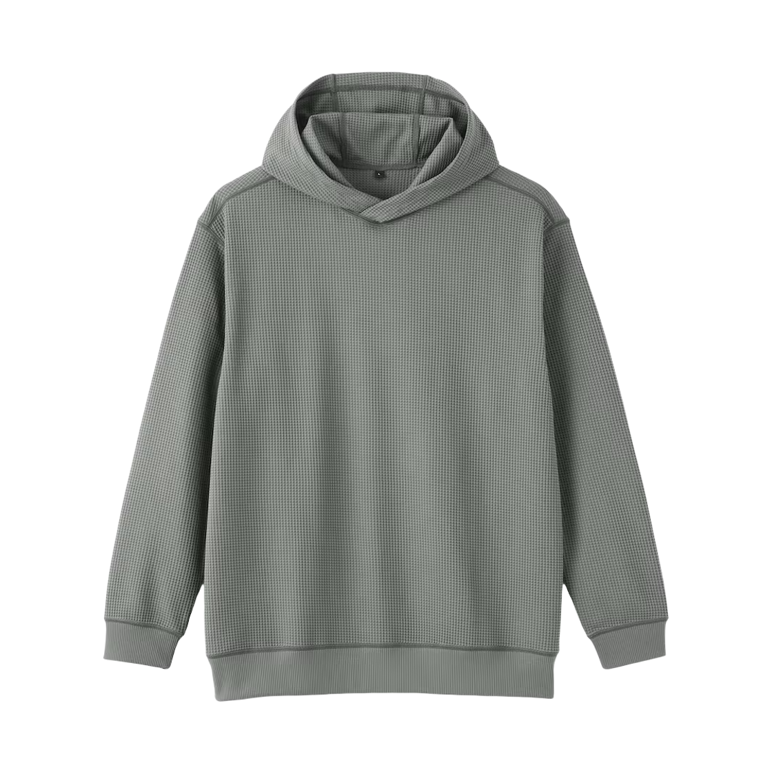 무인양품 재생 와플 풀오버 후드 차콜 그레이(MUJI Recycled Waffle Pull Over Hoodie Charcoal Grey)