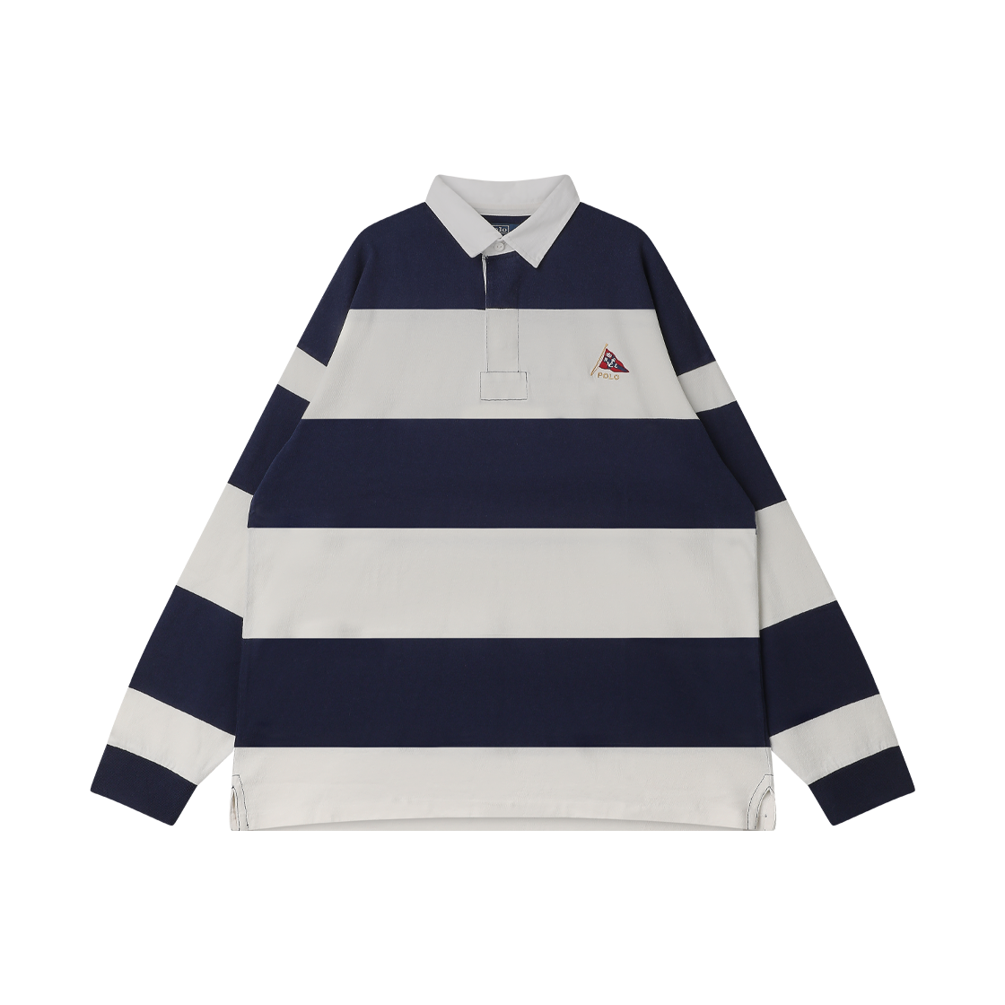 KM6CTSLRL02NY [15% 적립] Polo Ralph Lauren Big Fit Striped Jersey Rugby Shirt Newport Navy White - 26FW