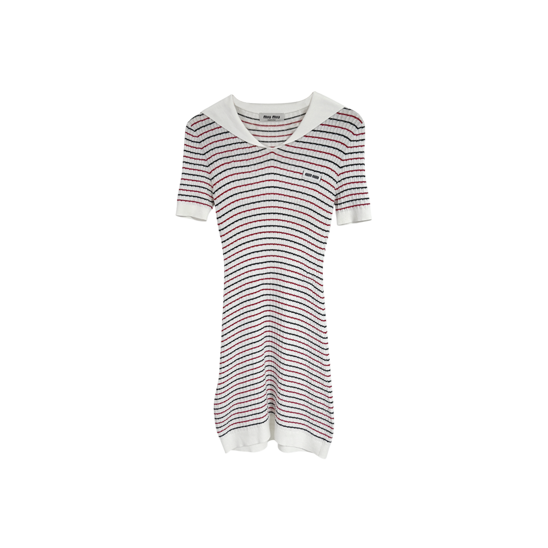 IT8BPTPL73WA Miu Miu Women Cotton Stripe Midi Dress White