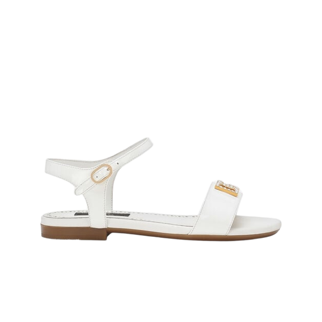 D11048A115387682 (Kids) Dolce & Gabbana Patent Leather Sandals with DG Logo White