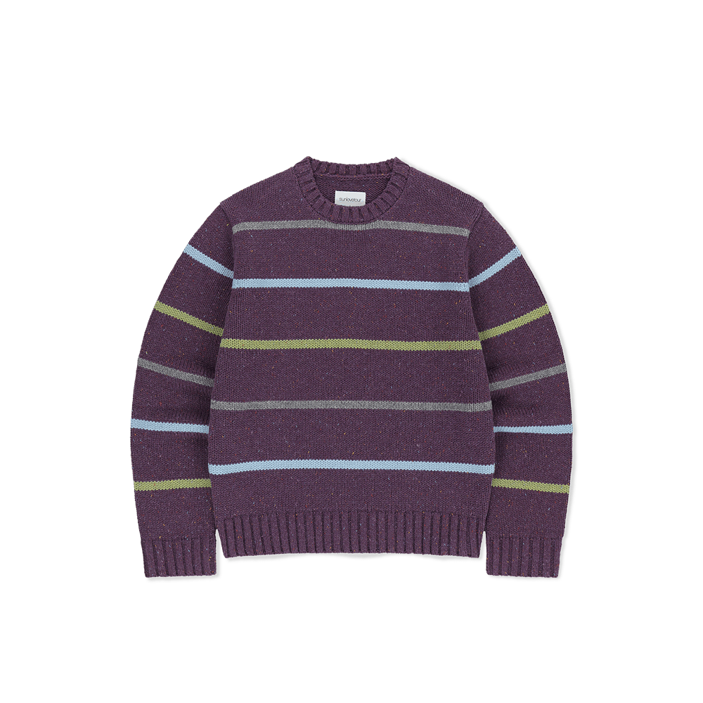 SL263KKNPK01PP [5% 적립] sunlovetour Stripe Crewneck Knit Purple