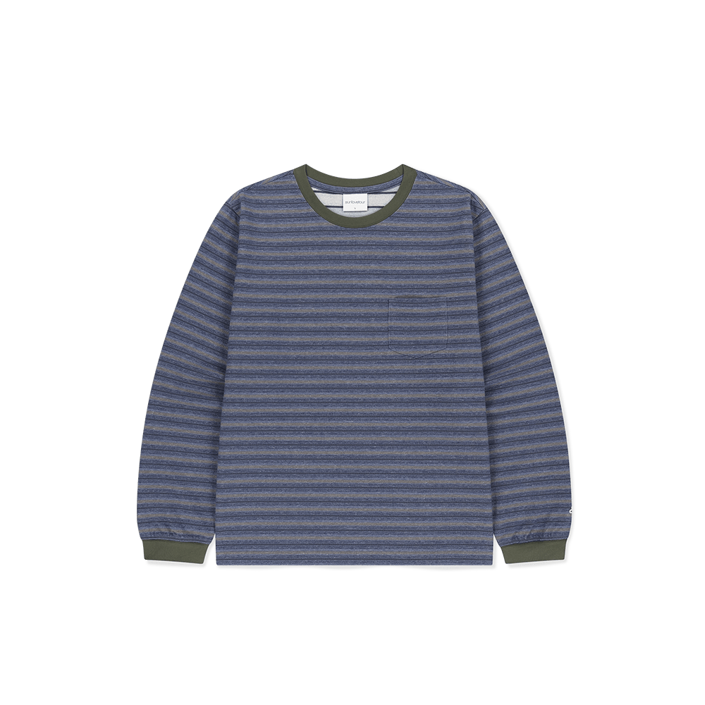 SL263TTSLT04NA [5% 적립] sunlovetour Dash Stripe LS Tee Navy