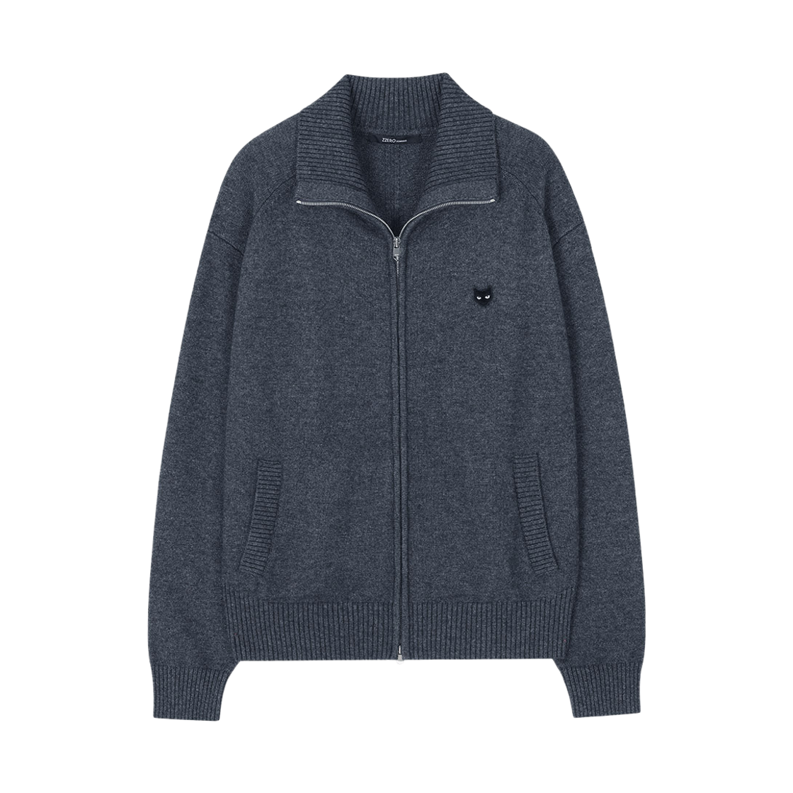 SI5KT814DG SONGZIO ZZERO Cashmere Blend High Neck Zip Up Dark Grey