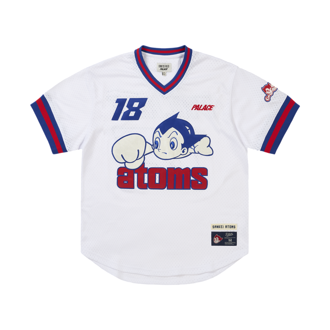 - Palace x Ebbets Field Flannels Sankei Atoms Mesh V-Neck Jersey White - 26FW