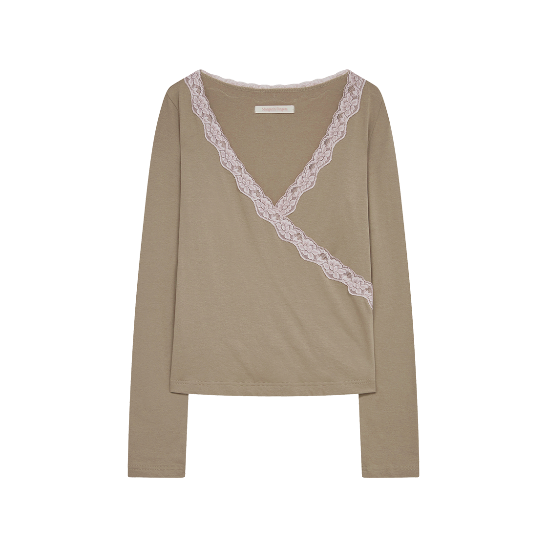 마가린핑거스 브이넥 랩 티셔츠 브라운(Margarain Fingers V-Neck Wrap T-Shirt Brown)