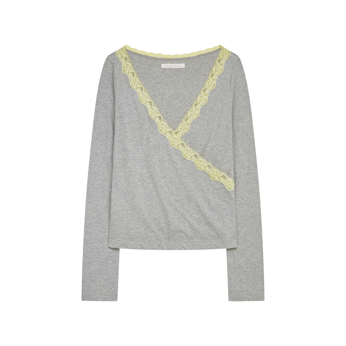 마가린핑거스 브이넥 랩 티셔츠 멜란지(Margarain Fingers V-Neck Wrap T-Shirt Melange) - 1