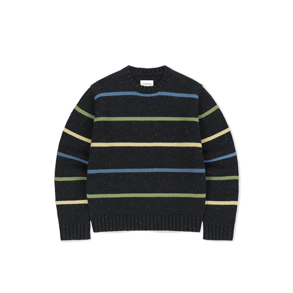SL263KKNPK01CH [5% 적립] sunlovetour Stripe Crewneck Knit Charcoal