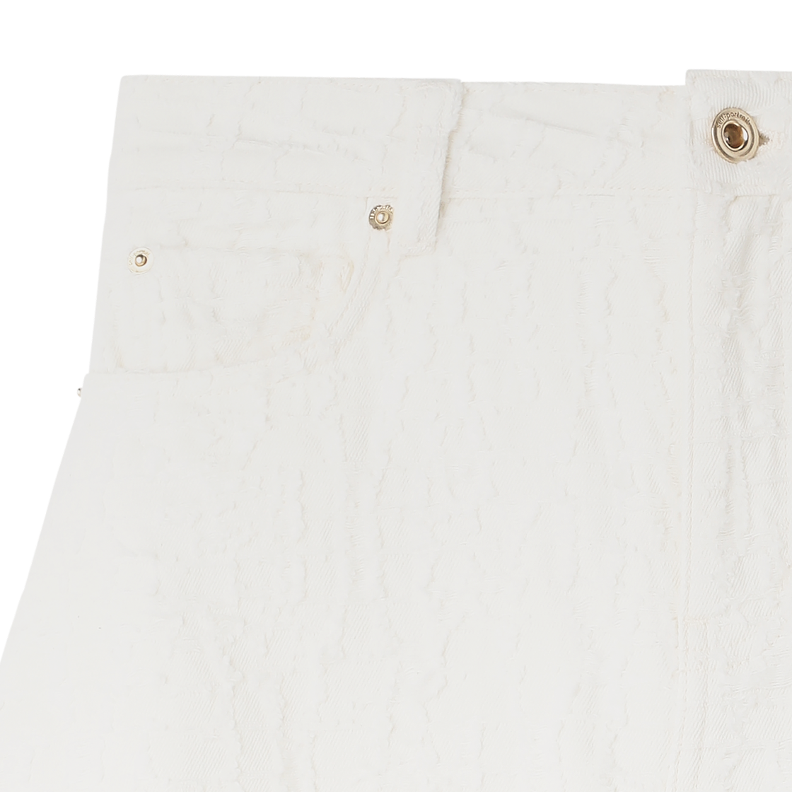 셀프 포트레이트 우먼 텍스처드 데님 미니 스커트 크림 - 26FW(Self Portrait Women Textured Denim Mini Skirt Cream - 26FW) - 4