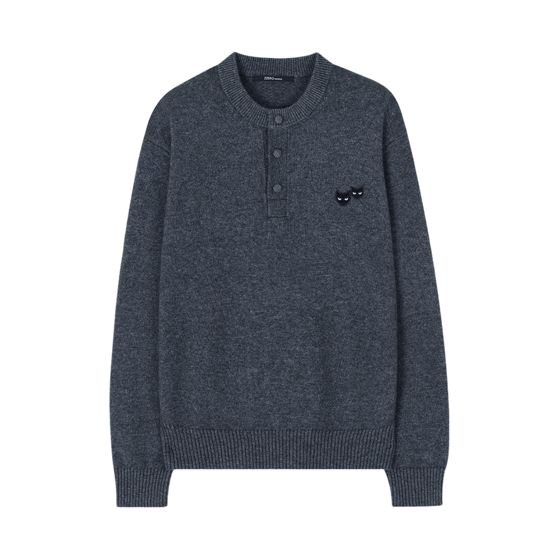 SI5KT803DG SONGZIO ZZERO Cashmere Blend Henley Neck Knit Dark Grey
