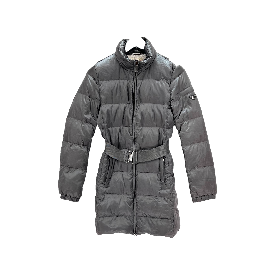 IT2822NKR37K Prada Triangle Logo Belted Women Long Puffer Coat