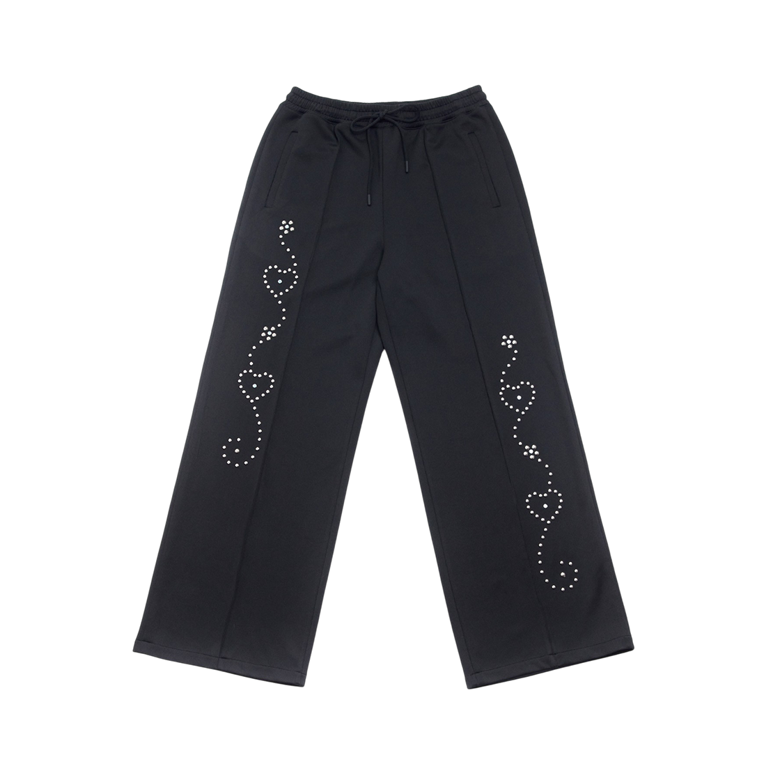 SH26SS-PT002BK SELES HOUSE Heart&Flower Stud Track Pants - Black