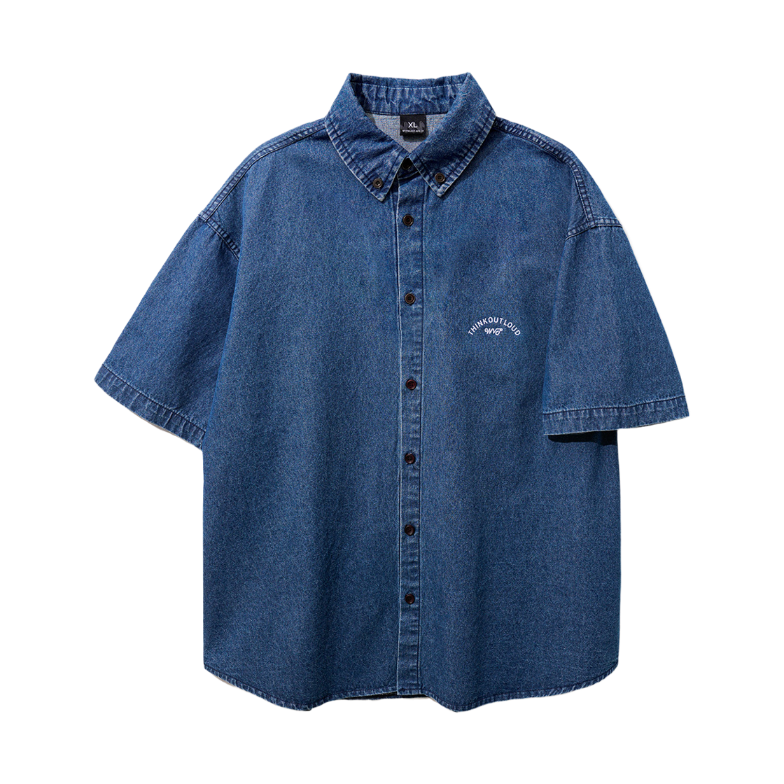 MJSS7663_Blue_291 WV PROJECT Summer Loud Denim 1/2 Sleeve Shirts Blue MJSS7663