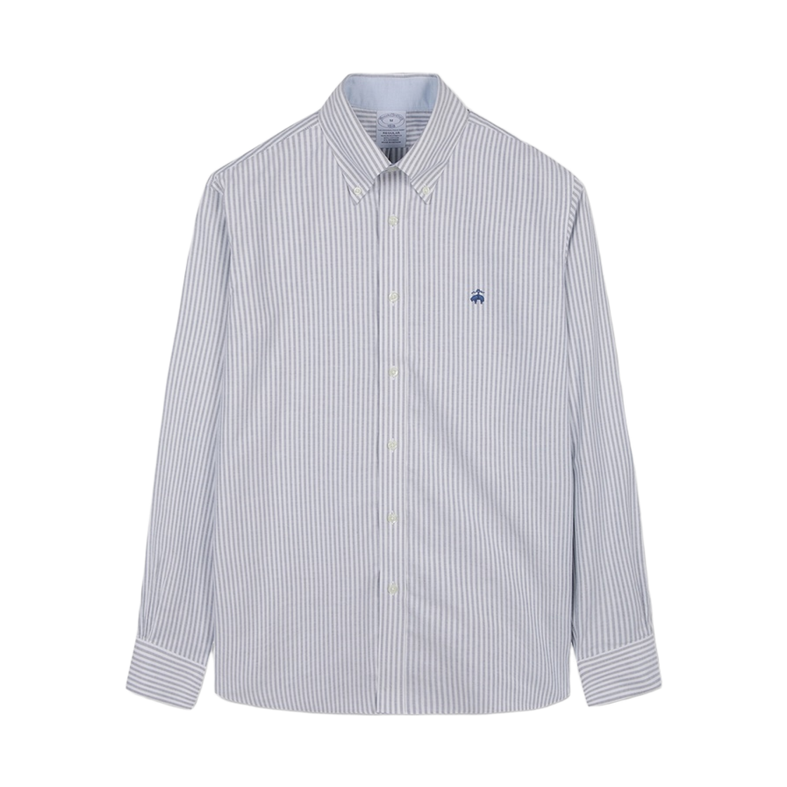 BBTHMNZ502-ZBL BrooksBrothers Regular Fit Non-Iron Oxford Bengal Stripe Shirt Blue