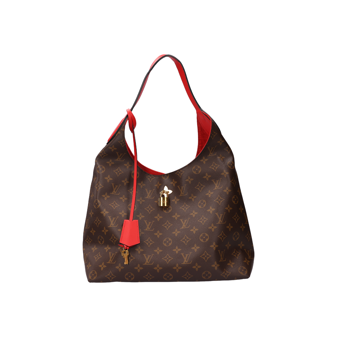 ITHDKDAH2SN9 Louis Vuitton M43630 Monogram Canvas Flower Hobo Bag Red