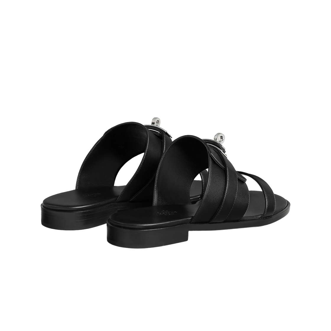 (W) 에르메스 니나 샌들 카프스킨 & 팔라듐 하드웨어 누아((W) Hermes Nina Sandals Calfskin & Palladium Noir) - 3
