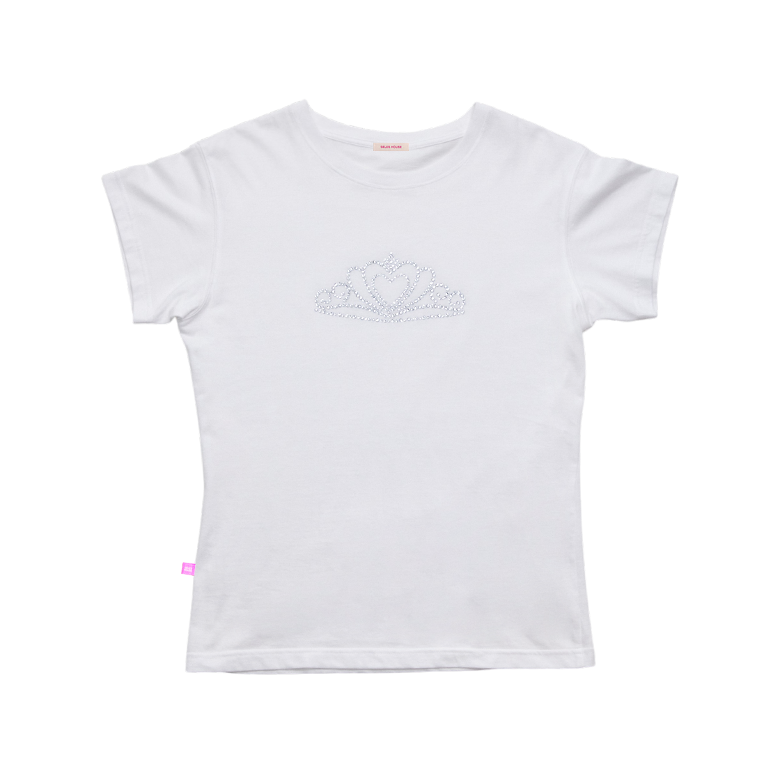 SH26SS-TS006WH SELES HOUSE Tiara Crystal Slim Line Tee - White