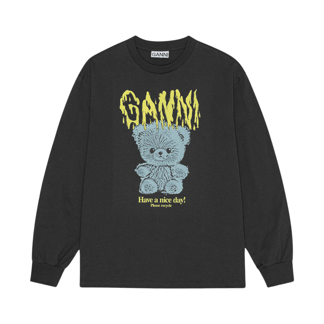 T4293 252 [25% 쿠폰] (W) Ganni Basic Cotton Teddy Long Sleeve T-Shirt Black