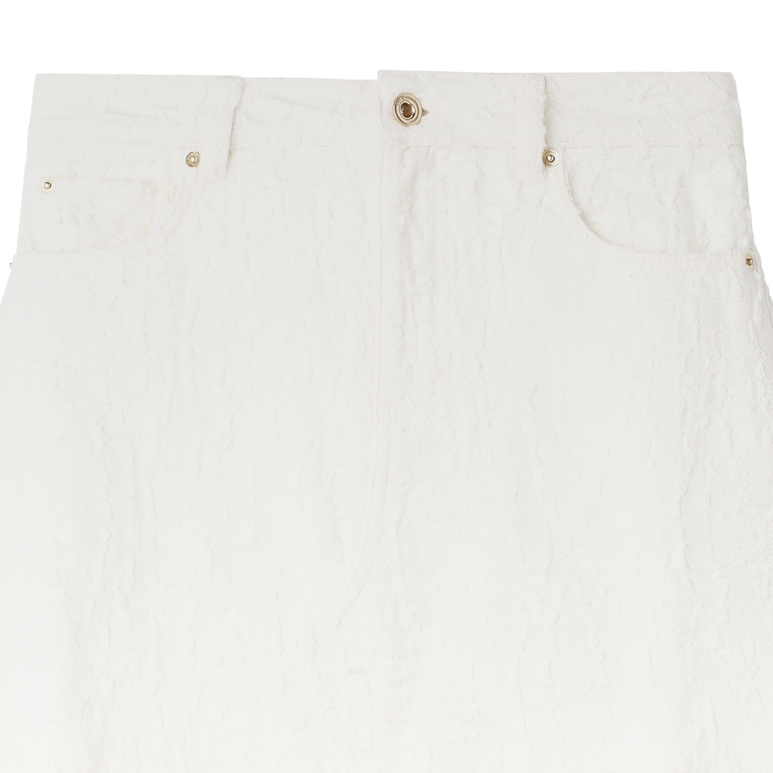 셀프 포트레이트 우먼 텍스처드 데님 미니 스커트 크림 - 26FW(Self Portrait Women Textured Denim Mini Skirt Cream - 26FW) - 3