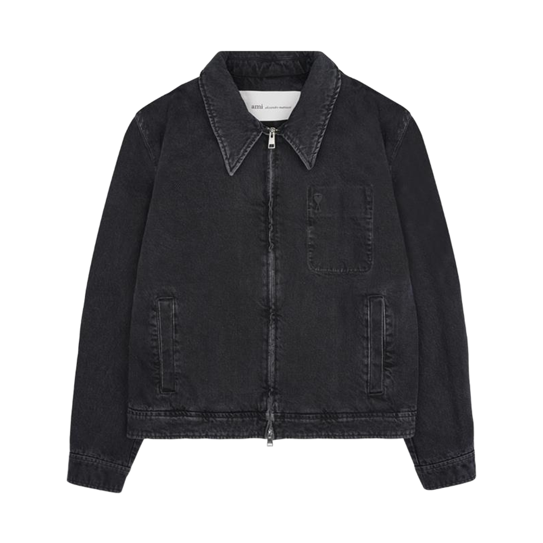 HJK904 DE0124 031 [25% 쿠폰] AMI Black Cotton Tonal Ami De Coeur Zipped Jacket Used Grey