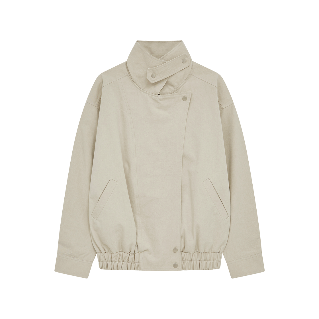 마가린핑거스 하이넥 코튼 봄버 자켓 라이트 베이지(Margarin Fingers High-Neck Cotton Bomber Jacket Light Beige)