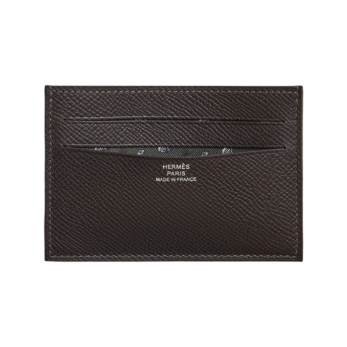H088450CAAE Hermes Citizen Twill Card Case Epsom Calfskin & Bai Brun Vert Anglais Gris Pantin