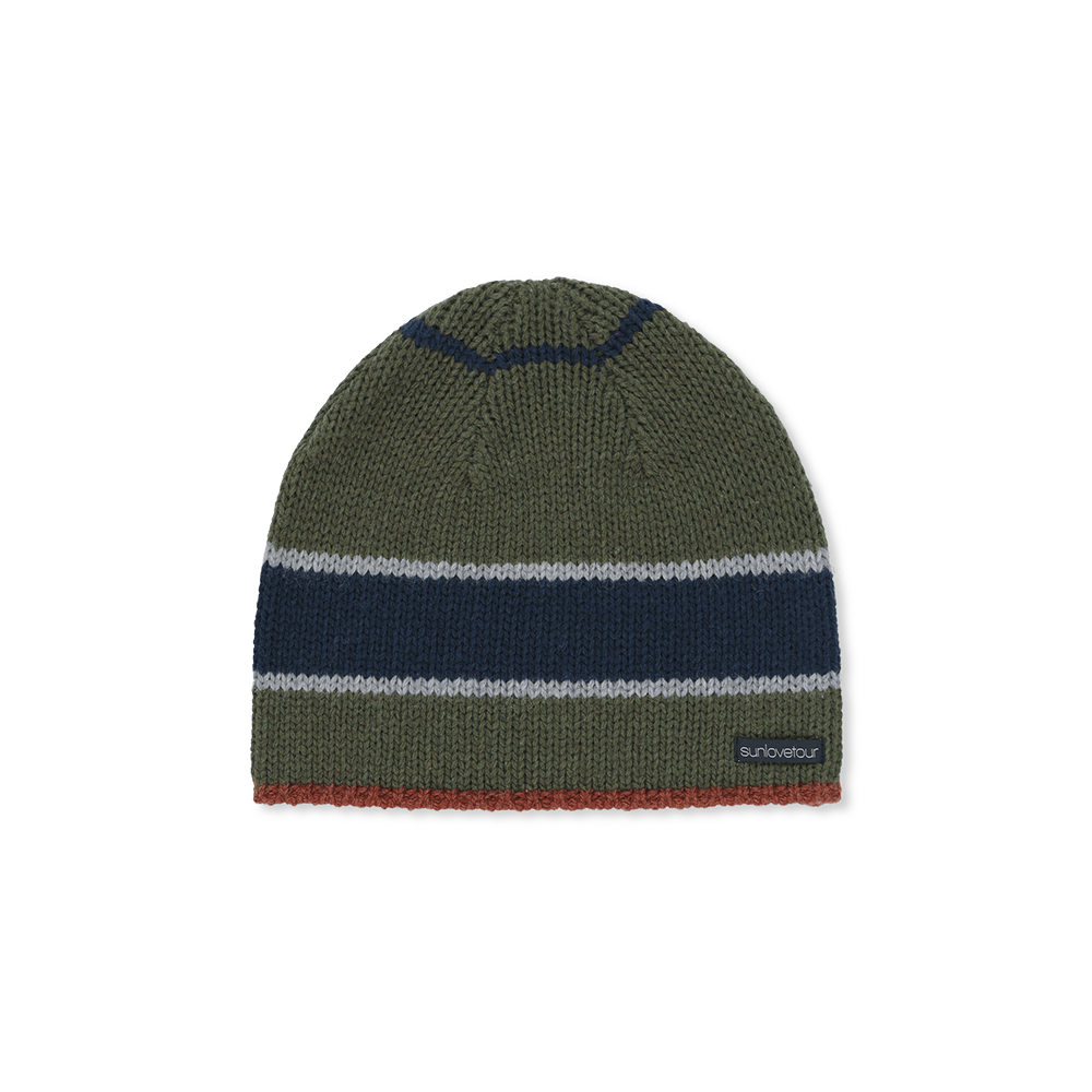 SL263KHWBE01OV [트리플 적립] sunlovetour Varsity Stripe Beanie Olive