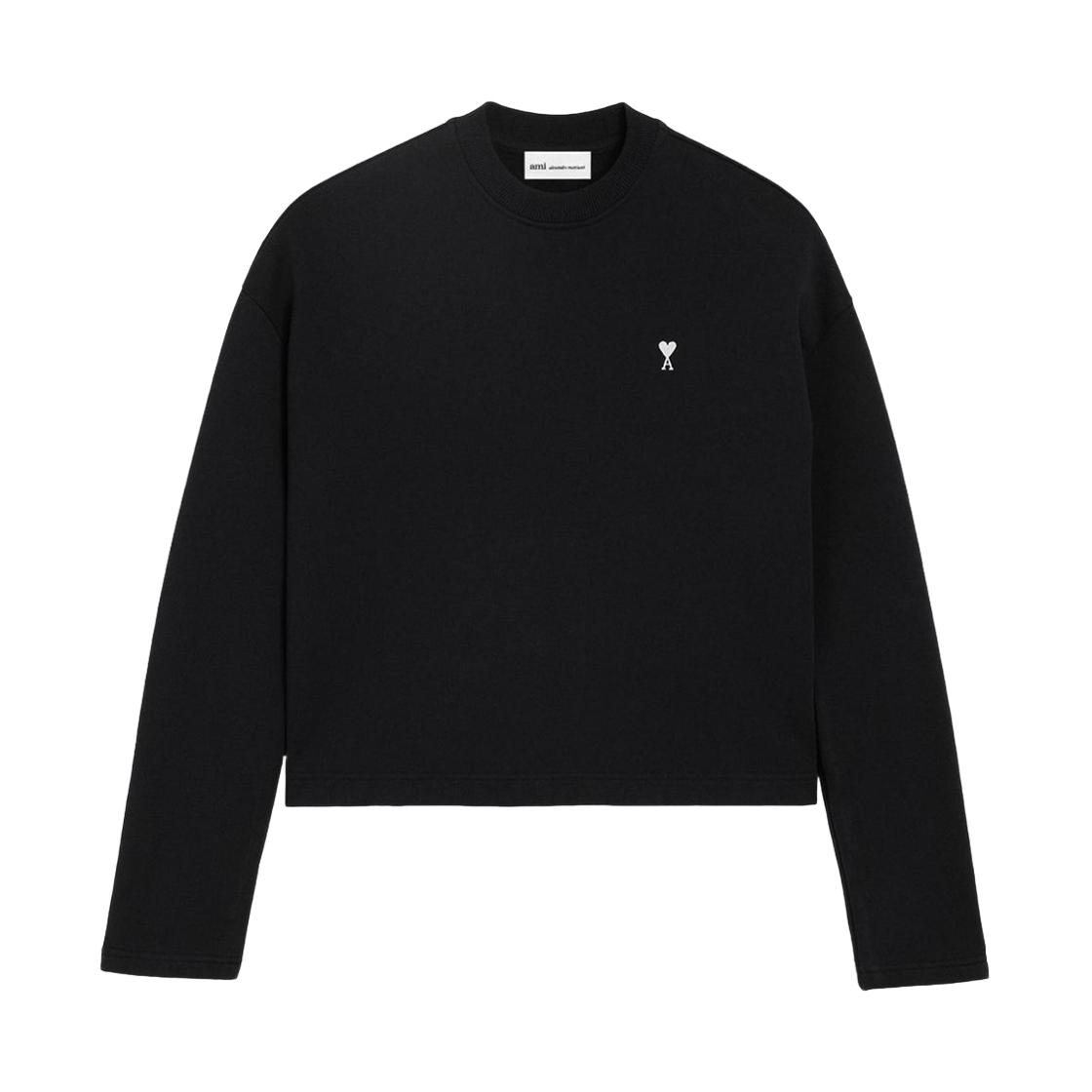 FSW766 730 045 [25% 쿠폰] AMI Black Cotton Ami De Coeur Cropped Sweatshirt Black White Cream