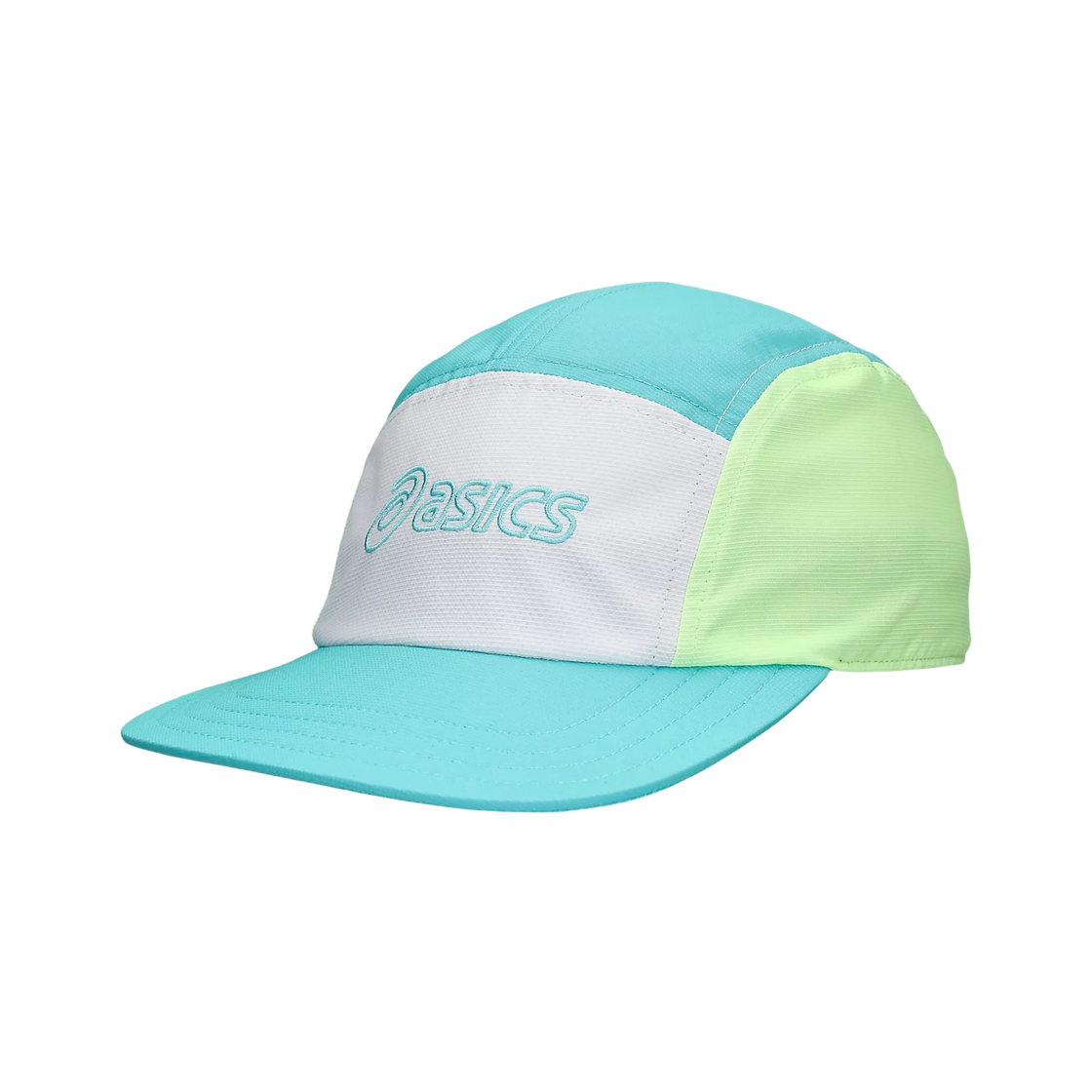 3013B331-402 Asics Performance Running 5 Panel Cap Energy Aqua White
