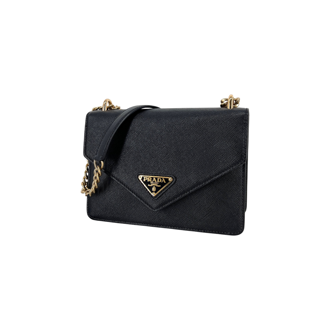 ITIRUKT4CDPN Prada Saffiano Chain Envelope Shoulder Bag Black 1BD200