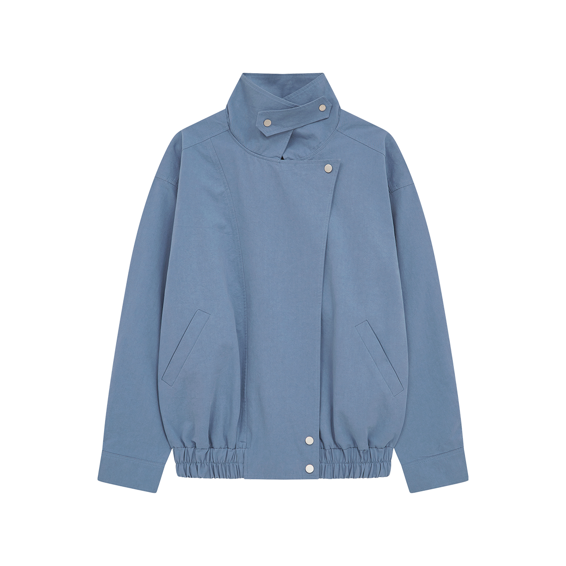 MF2678JK003MBLFR Margarin Fingers High-Neck Cotton Bomber Jacket Blue