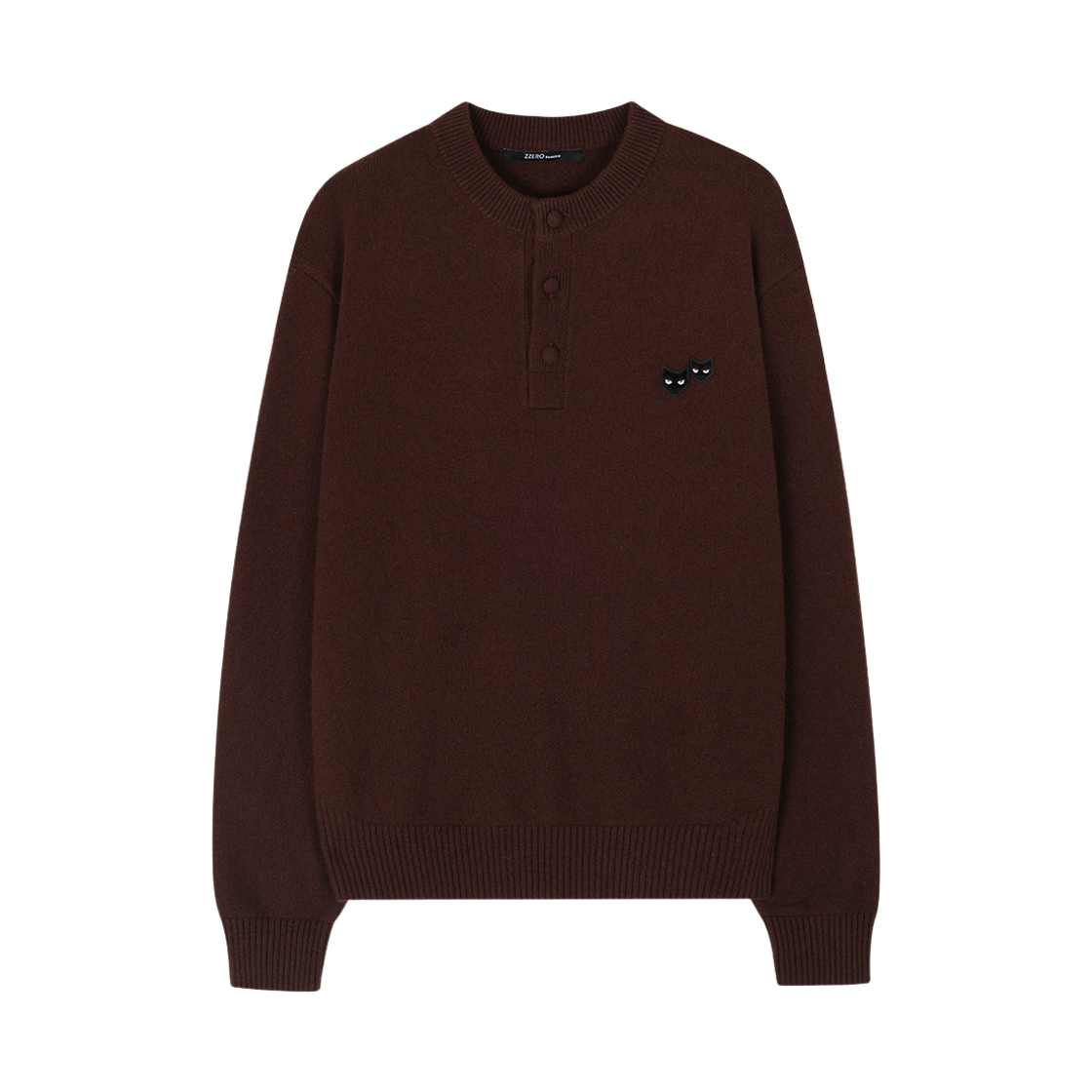 송지오 지제로 캐시미어 블렌드 헨리넥 니트 브라운(SONGZIO ZZERO Cashmere Blend Henley Neck Knit Brown)
