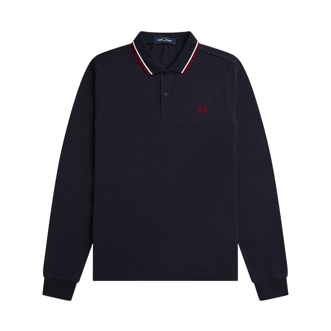 프레드페리 M3636 롱슬리브 트윈 팁 프레드페리 셔츠 네이비 스노우화이트 번트레드(Fred Perry M3636 L/S Twin Tipped FP Shirt Navy Snow White Burnt Red)
