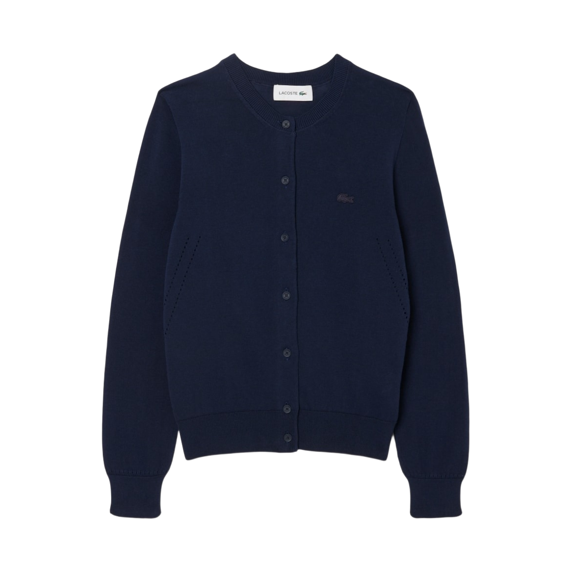 AF5023-56G-166 (W) Lacoste Light Cotton Crewneck Cardigan Blue