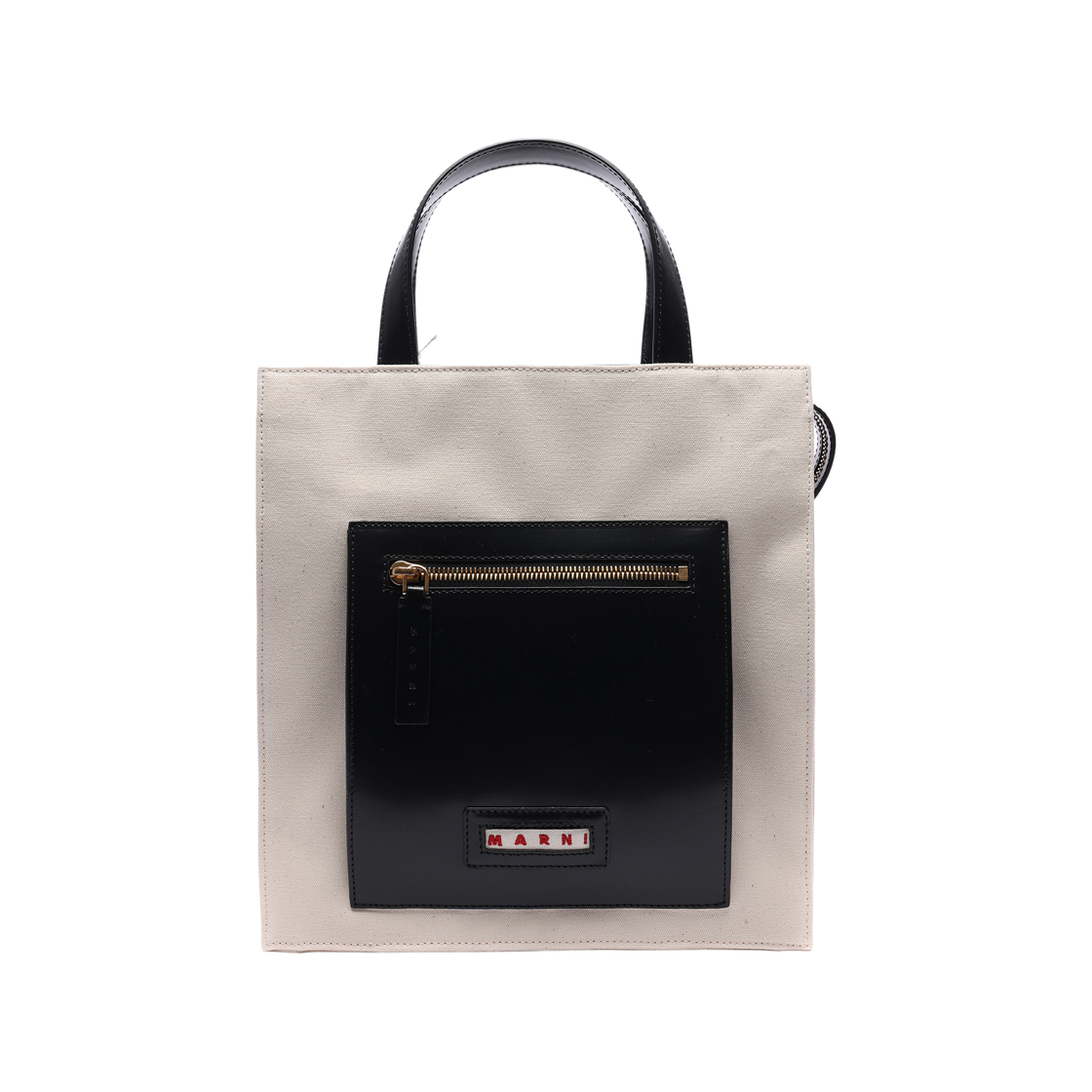[25% 쿠폰] 마르니 코튼 레더 토트백 블랙 내츄럴([25% 쿠폰] Marni Cotton Leather Tote Bag Black Natural) - 2