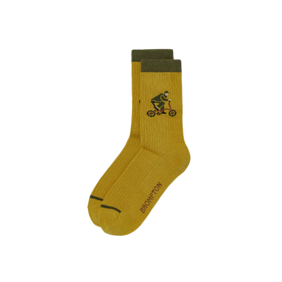 P255ASO410042 BROMPTON LONDON Bicycle Grapic Socks Mustard