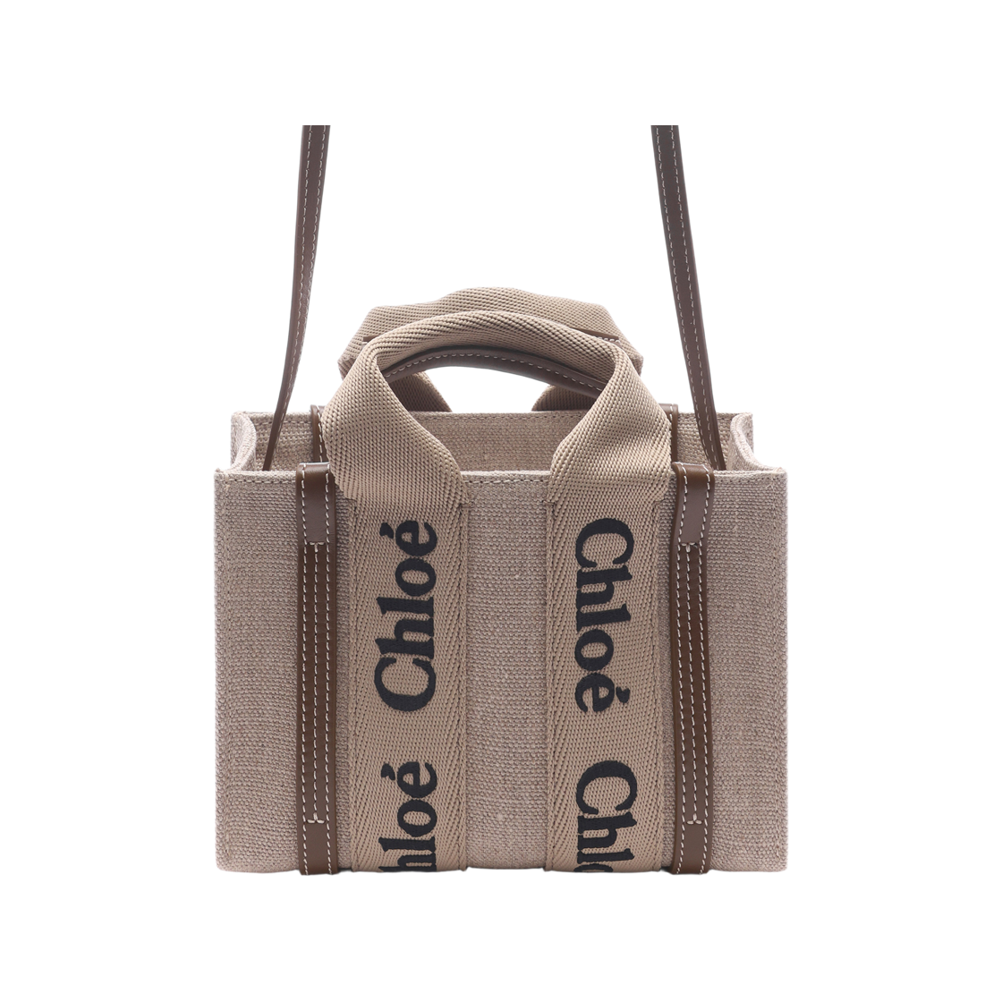 CHC24UP237L17 20X 24F [25% 쿠폰] Chloe Linen Woody Mini Tote Bag Bronze Brown