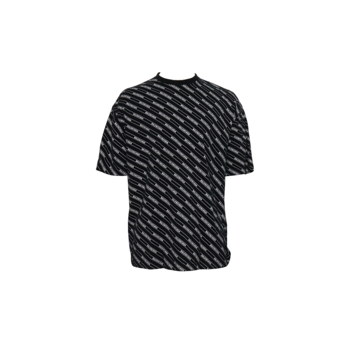 ITVRLL6D7OKU Balenciaga AllOver Logo Black Cotton T-Shirt Men