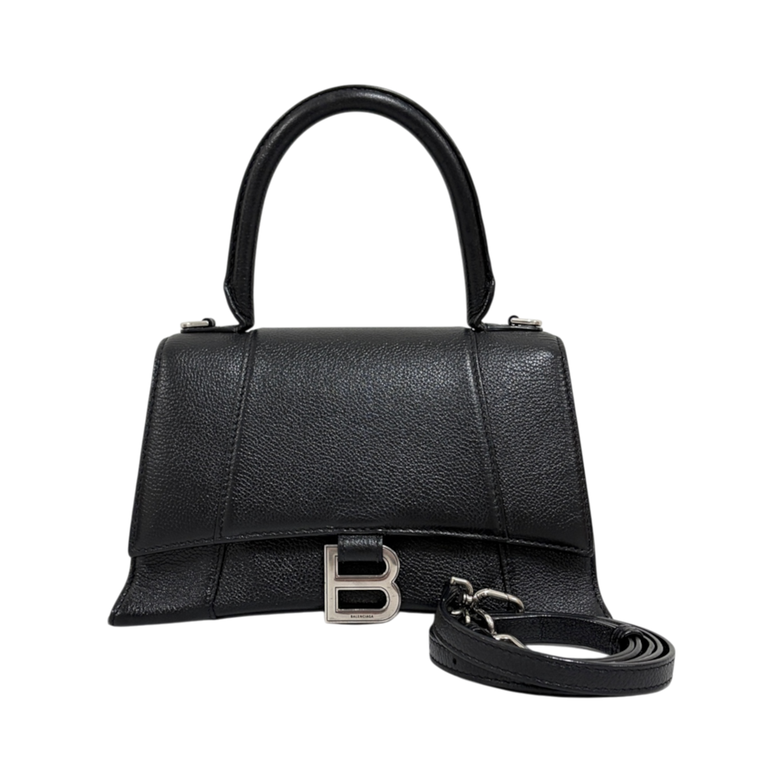ITSD3KUF8S4R Balenciaga Hourglass Top Handle Shoulder Bag Black 593546