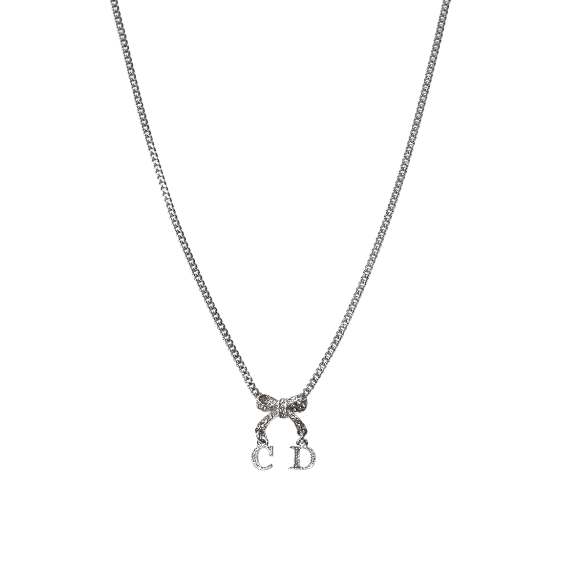 ITP46NVUJ4OL Dior Cubic Ribbon CD Silver Necklace A-B65730