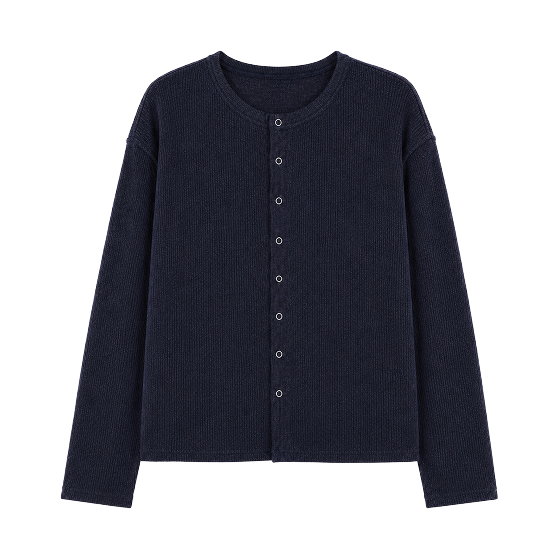 GC리치크롭니트가디건-블랙 GCLIP Ring Snap Round Neck Semi-Crop Knit Cardigan Black