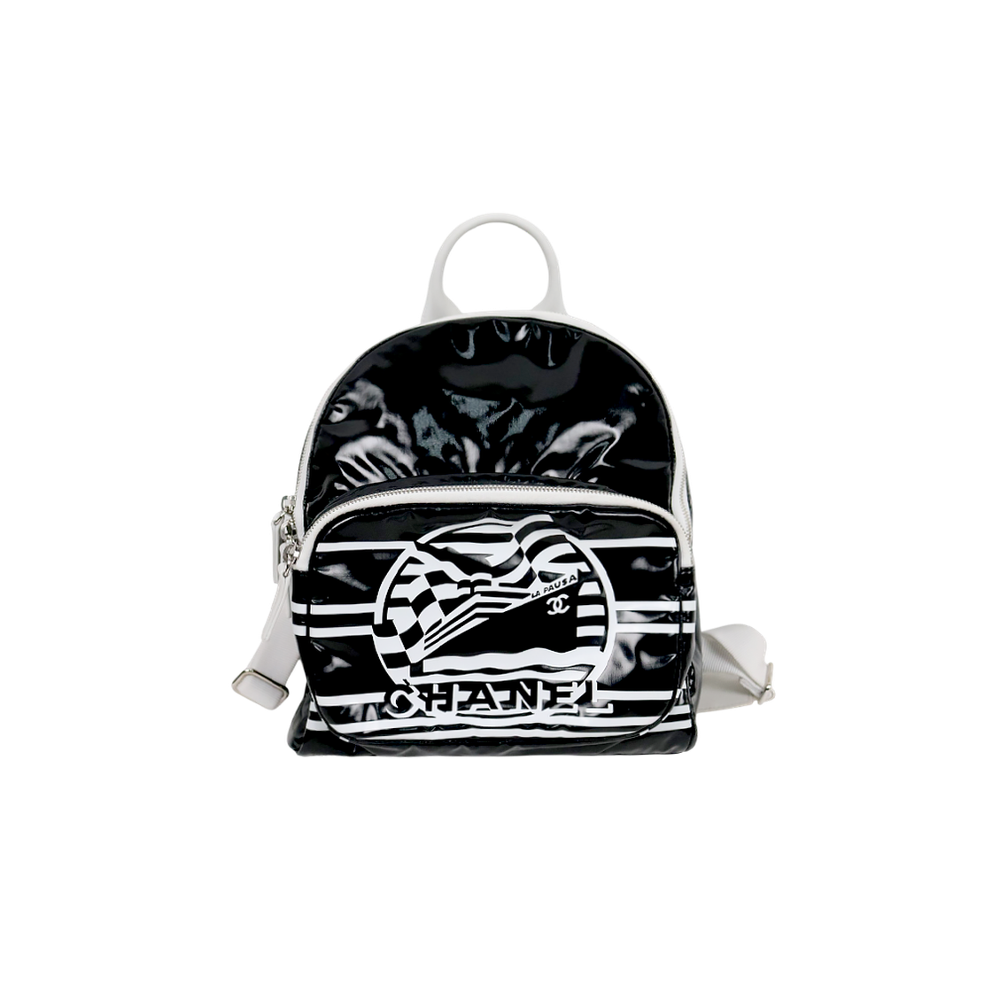 ITQC3S7PHIM6 Chanel Black PVC Cruise Backpack A-A64670