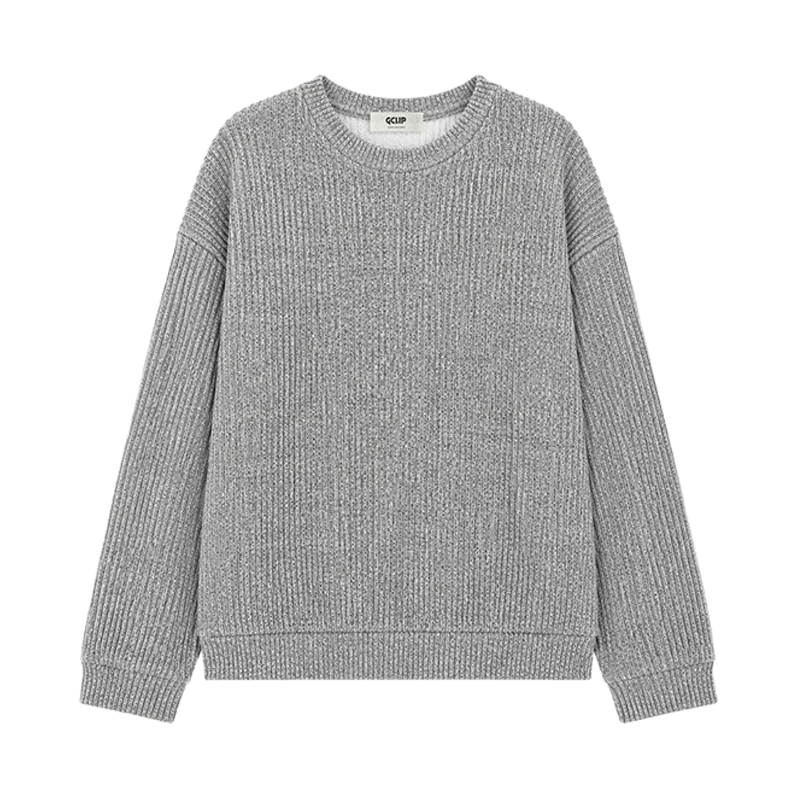 GC골지니트맨투맨-그레이 GCLIP Regular Fit Round Neck Knit Sweatshirt Gray