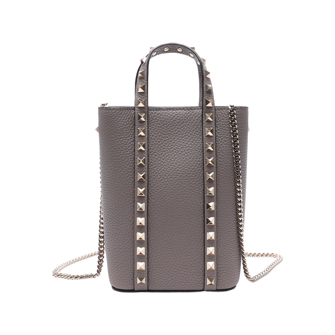 2W2P0X90_VSH_NB9_23S [25% 쿠폰] Valentino Stampa Alce Calfskin Leather Rockstud Chain Tote Bag Dove Grey