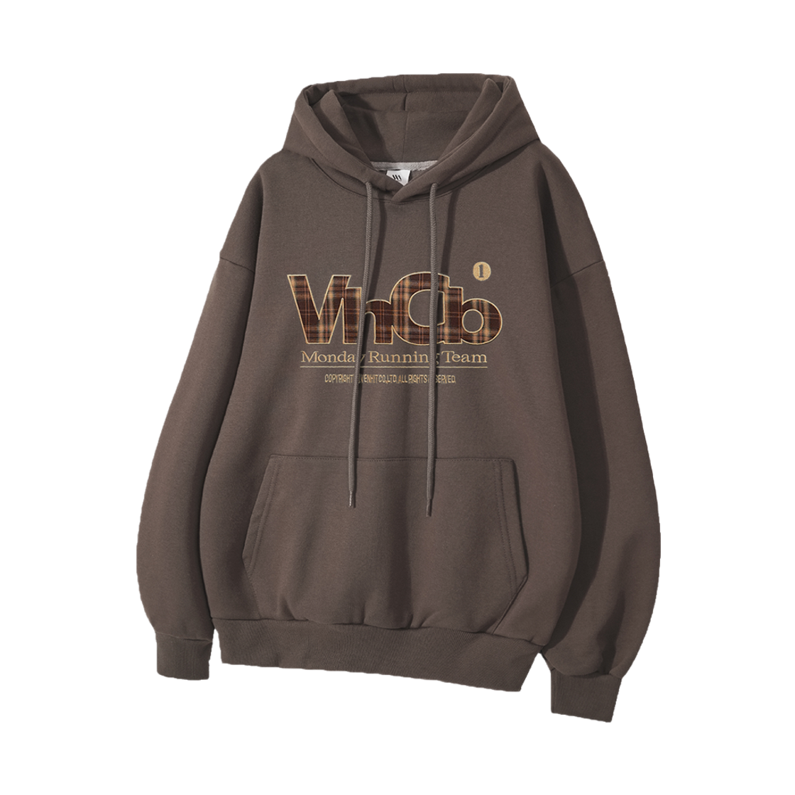 101143-0005 venhit MRT check applique hoodie mocha mousse