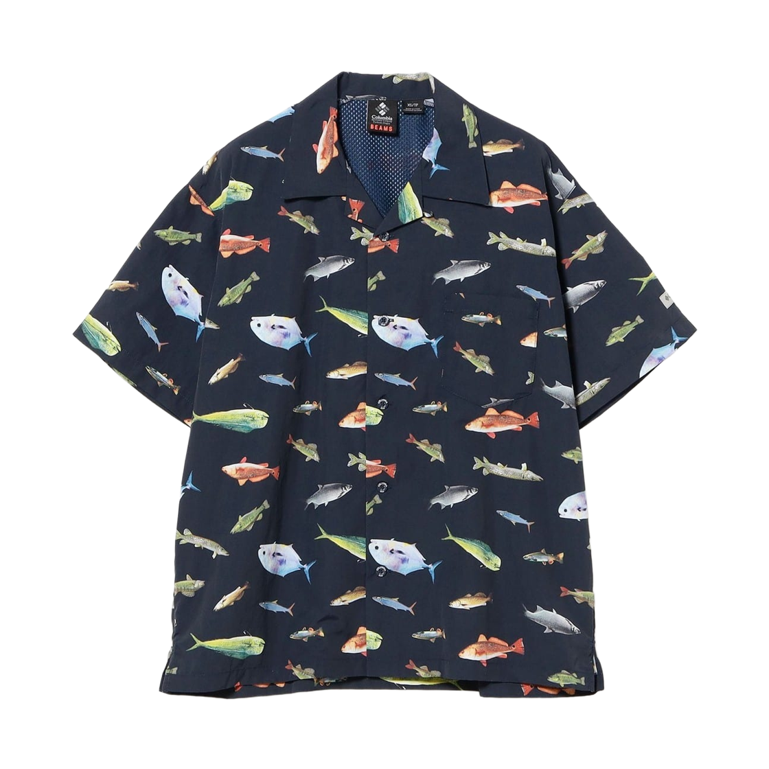 13-01-0625-467 (W) Beams Boy x Columbia Performance Fishing Gear All-Over Print Shirt Navy